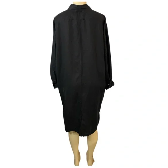 Eileen Fisher Tencel Linen Long Jacket Size M/L Black Button Down - Picture 7 of 10